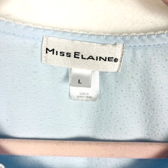 VTG Miss Elaine Blue Nightgown Sleepshirt Womens SZ L Embroidered Collar Retro - Picture 10 of 10